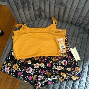 BNWT Yellow Tank Top and Floral Shorts Set